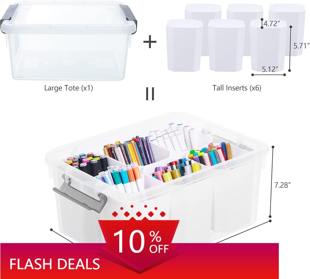 NEW.17-Quart Plastic Storage Bin Clear Storage Box with Lid Stackable