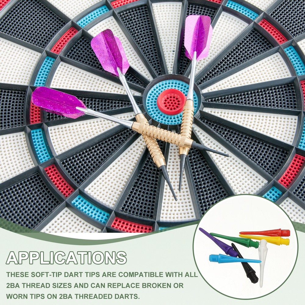 Plastic Dart Tips, 2BA Thread Soft Tip Dart Accessories 50 Pack & Red