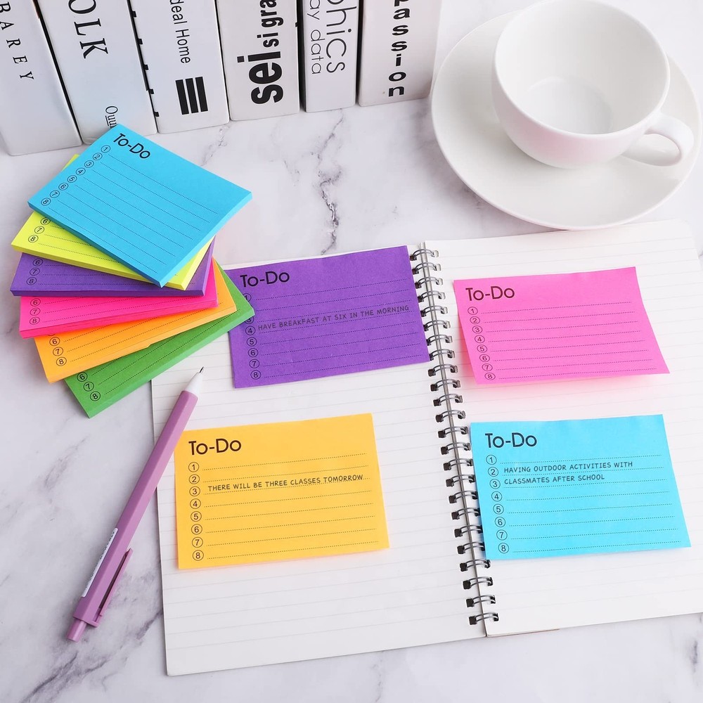 TIESOME 6 Pack To Do List Sticky Notes, 300 Sheets Self-Stick Notes with Line...