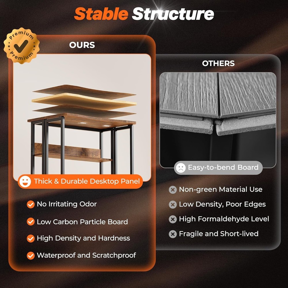 Folding Desk W/ Storage Shelf 23.6 Inch Foldable Computer Table Small Spaces