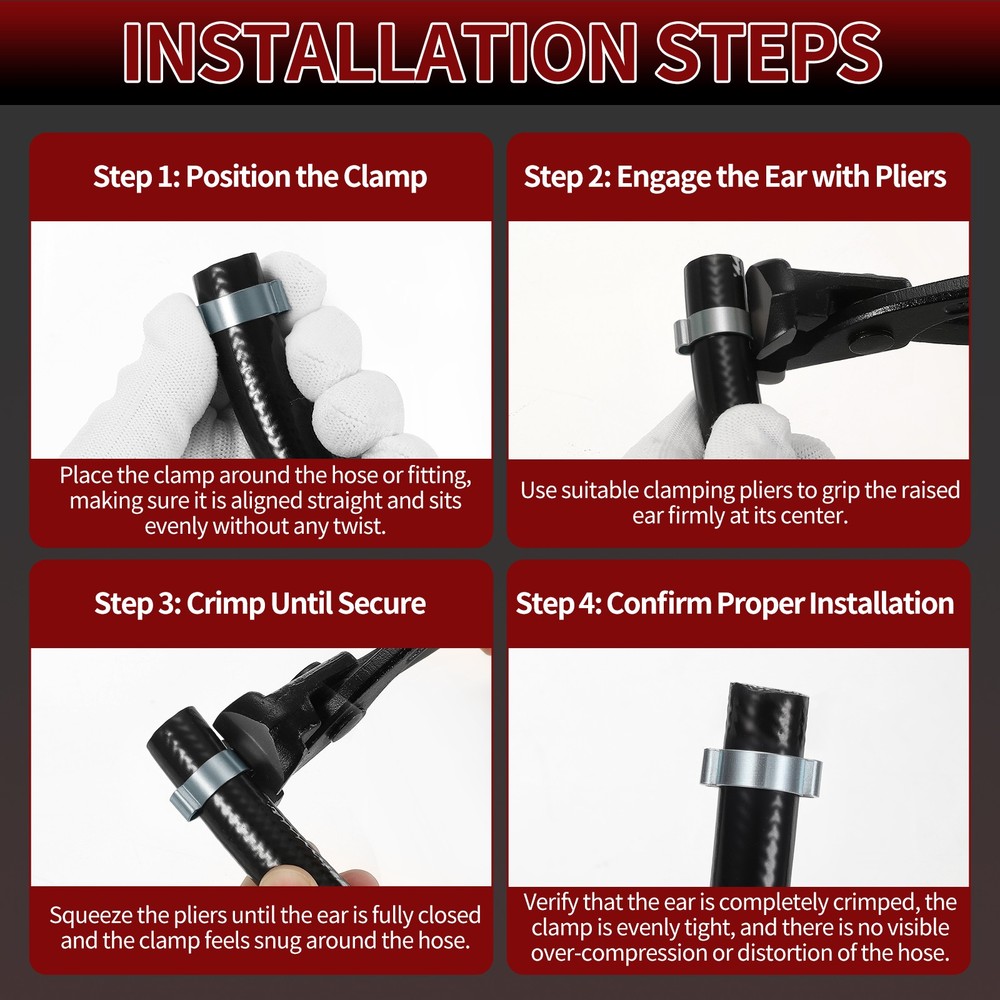 5 Pack Galvanizing Plate Double Ear Hose Clamps, Working Range 21-25mm