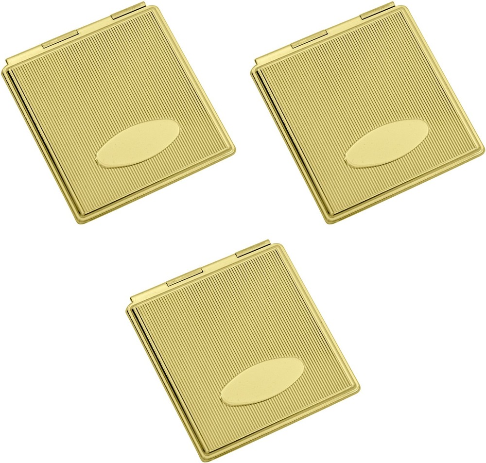 Set of 3 Large Square Grooved Pattern Double Sided Compact Mirrors