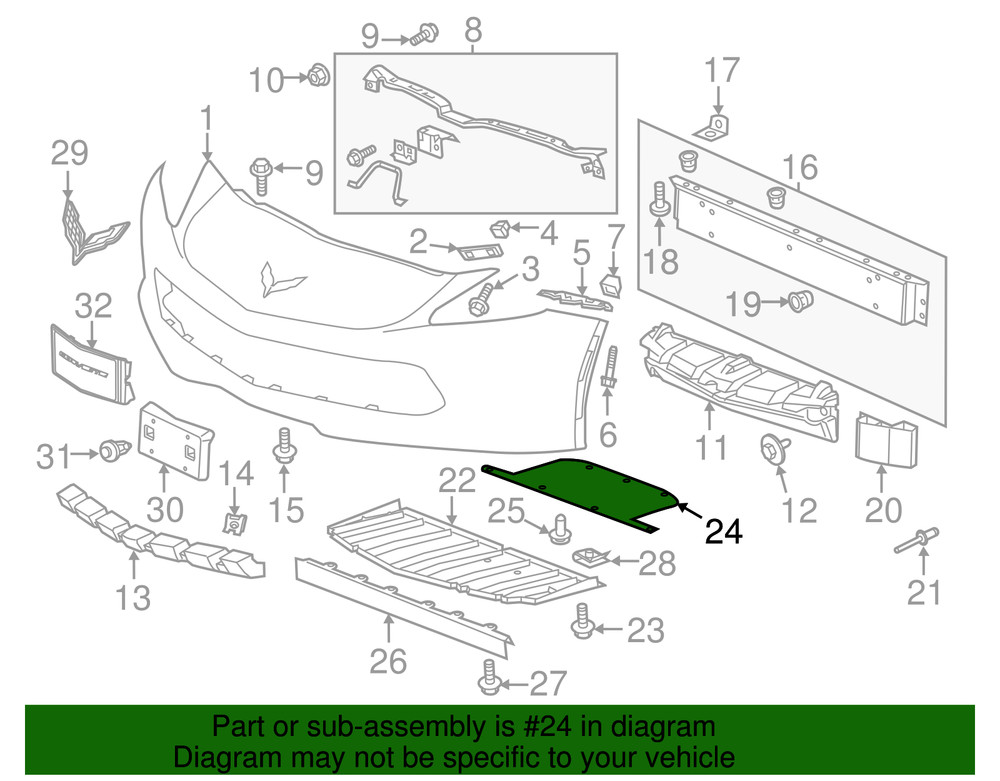 Genuine GM Front Compartment Air Deflector 23135212