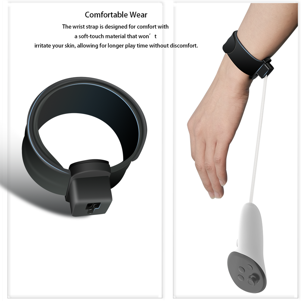 For Quest 3 VR Controller Grip Cover Anti-Collision Bracket with Wristband Strap