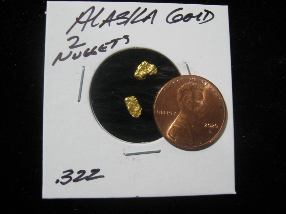 ALASKA GOLD .322 GRAM  2 NUGGETS