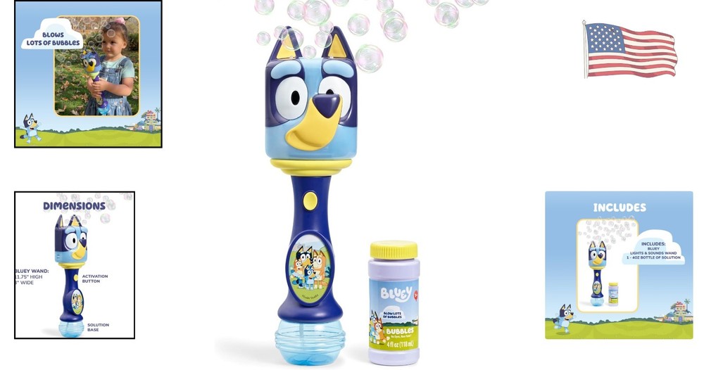Enjoy Endless Bubbles with BLUEY Light-Up Toy - Includes Musical Bubble Solution