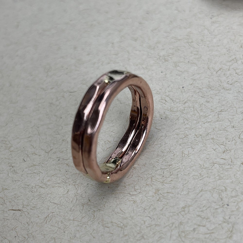 Copper Ring Large, Unique Hand Brazed And Hammered Size 11 3/4
