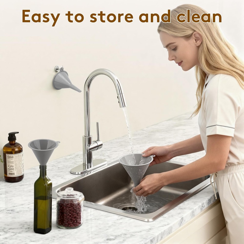 3Piece Plastic Kitchen Funnel Set, Multifunctional Funnels for Filling Bottle...