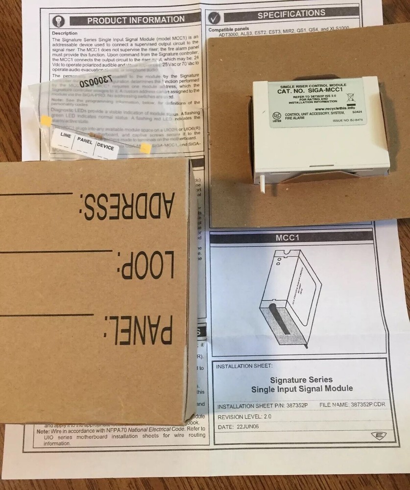 EST EDWARDS SIGA-MCC1 SINGLE INPUT SIGNAL MODULE FIRE ALARM MODULE