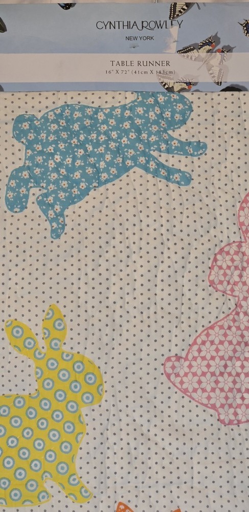 NEW Cynthia Rowley Rabbit Quilted Table Runner 16x72