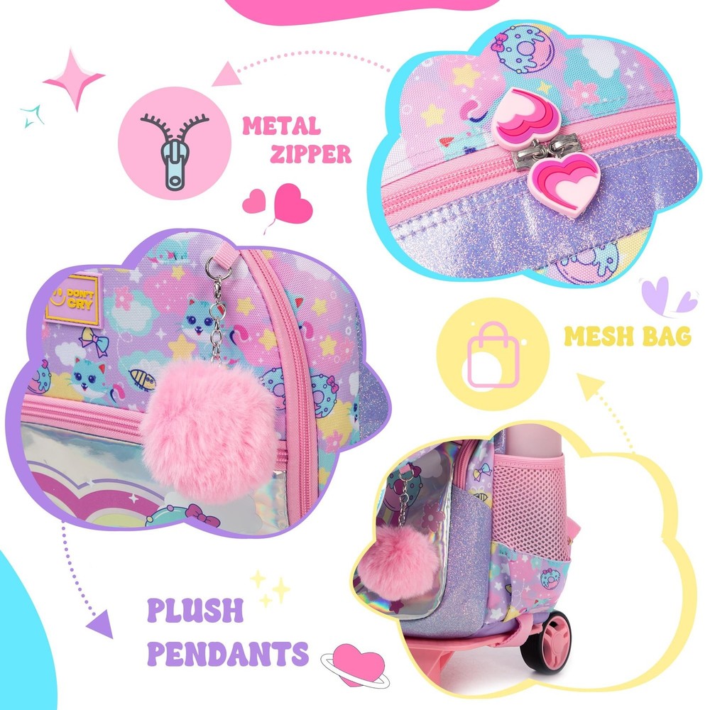 Rolling Backpack for Kids Girls Rolling Backpack for School Roller Backpacks ...