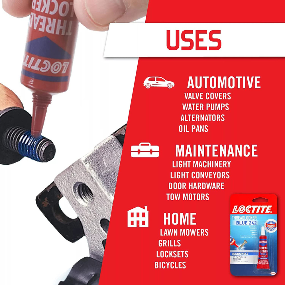 Loctite Threadlocker Blue 242 - Medium Strength Removable Adhesive, 6ml
