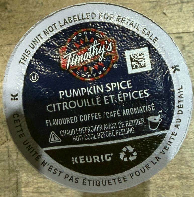 96/PACK Timothy's Pumpkin Spice Coffee K-Cup PodS BULK PACKAGING