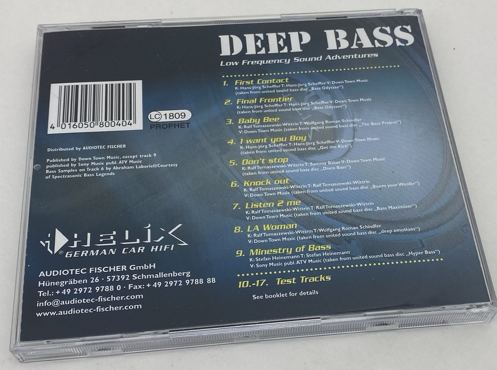 HELIX AUDIO BASS FREQUENCY TEST DISC CD