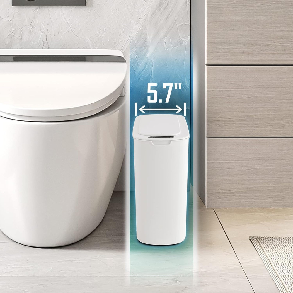 Automatic Motion Sensor Bathroom Trash Can with Lid, 2.6 Gallon Touchless Trash