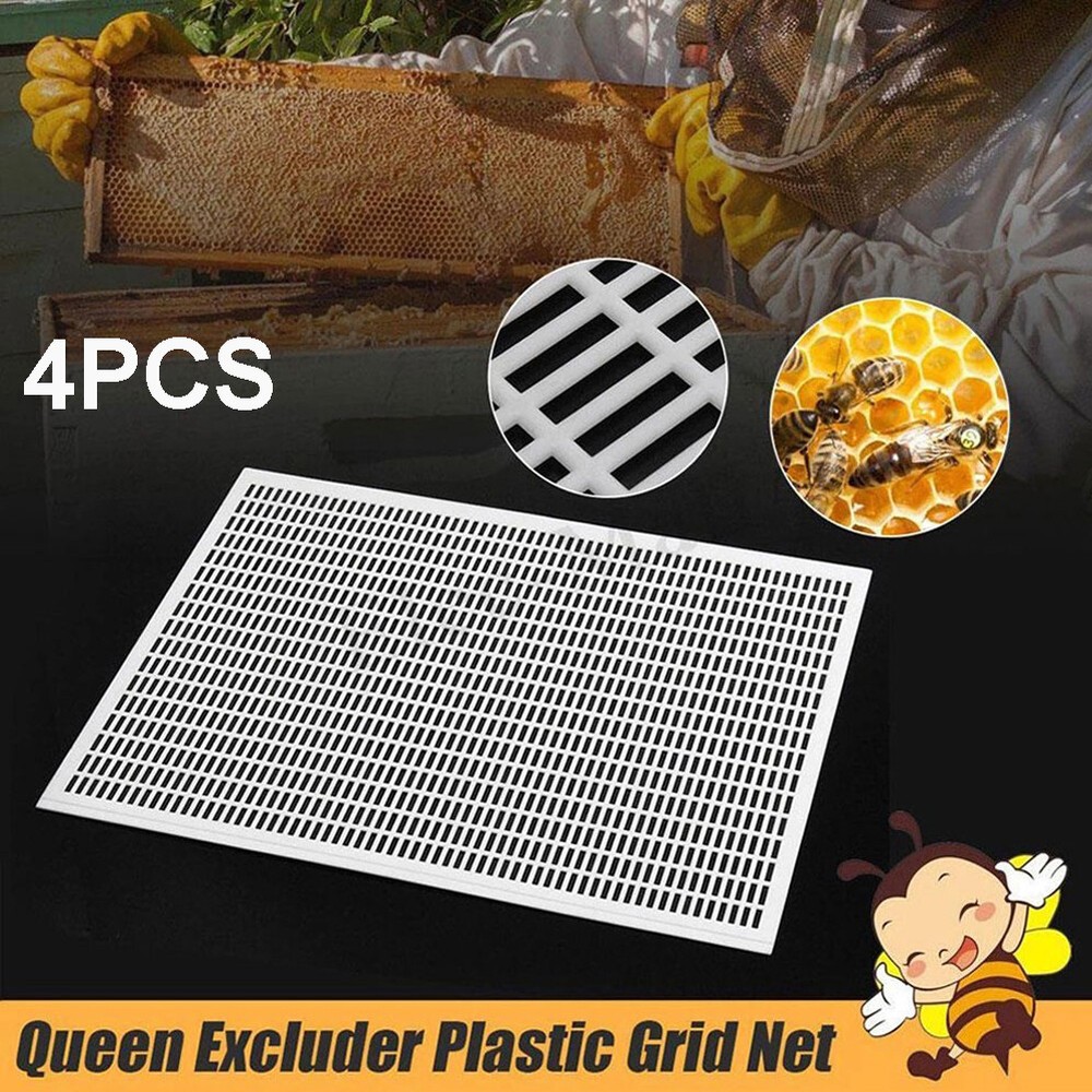 4PC 10 Frame Plastic Queen Bee Excluder, Separation Grid Beekeeping Hive Tool *