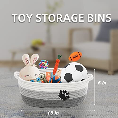 Small Woven Baskets for Organizing Rope Storage Basket with Handle Grey-white