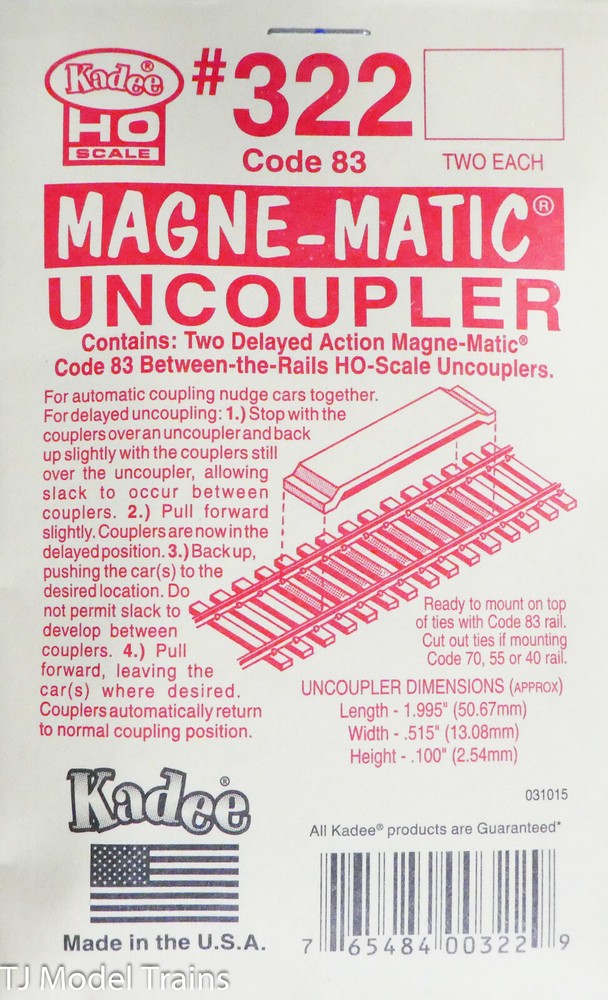 Kadee HO #322 Permanent Magnet Delayed Uncoupler -- Code 83 1 Pair