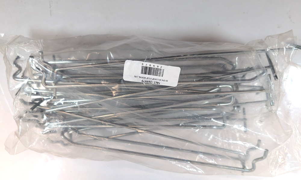 (10 Pk) Peg Hook Scanner With Loop Hanger 10" Galvanized For Peg Board