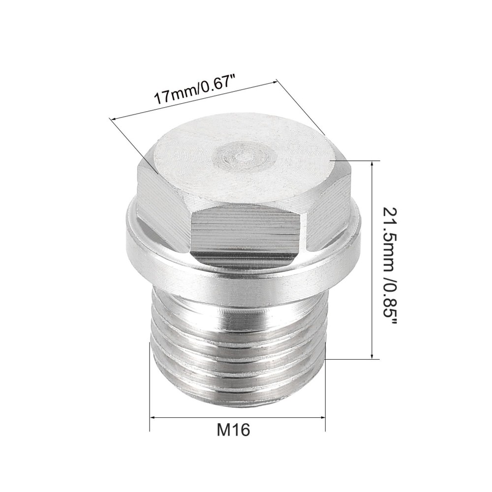 M16 x 1.5 Male Hex Head Plug 304 Stainless Steel Solid Thread Pipe Fitting