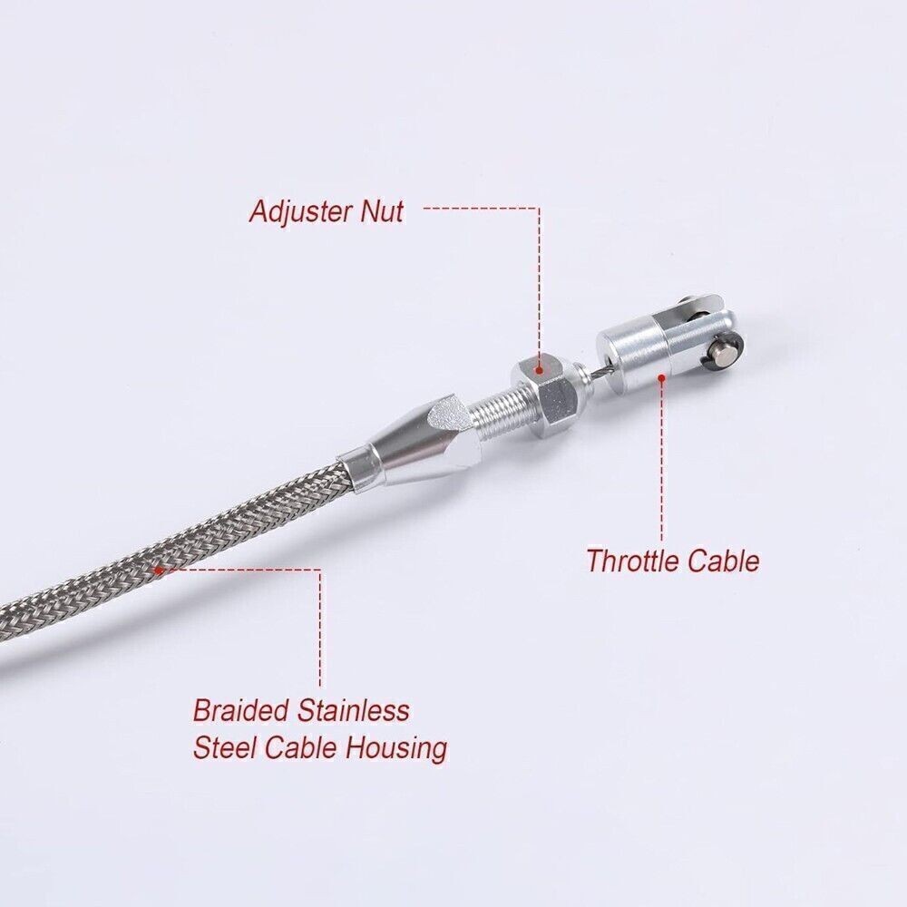 36" Length Adjustable Car Throttle Cable Accelerator Cable Replacement Silver E