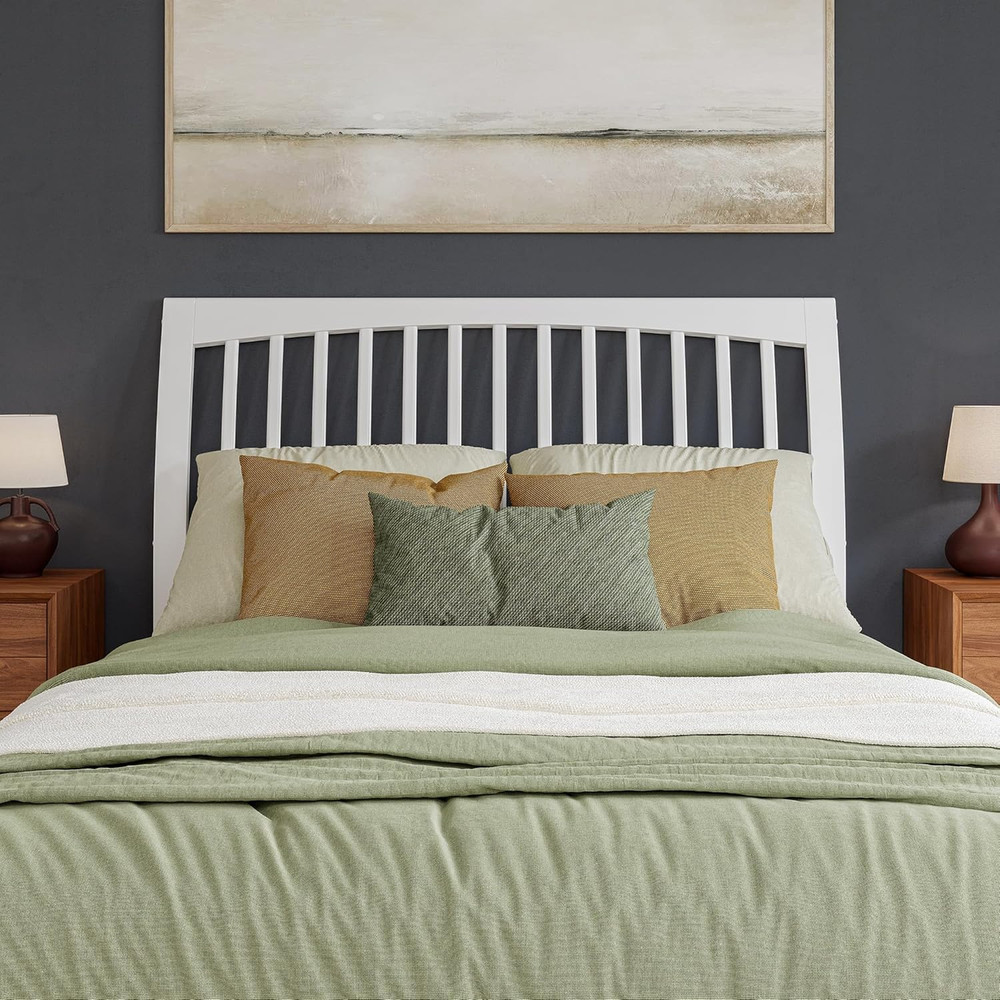 Orleans Queen Sleigh Solid Wood Headboard - Elegant White Finish