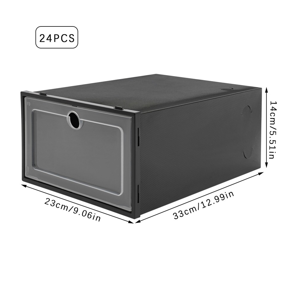 24 Pack Shoe Storage Boxes, Stackable Shoe Boxes, Shoe Storage Organizer NEW