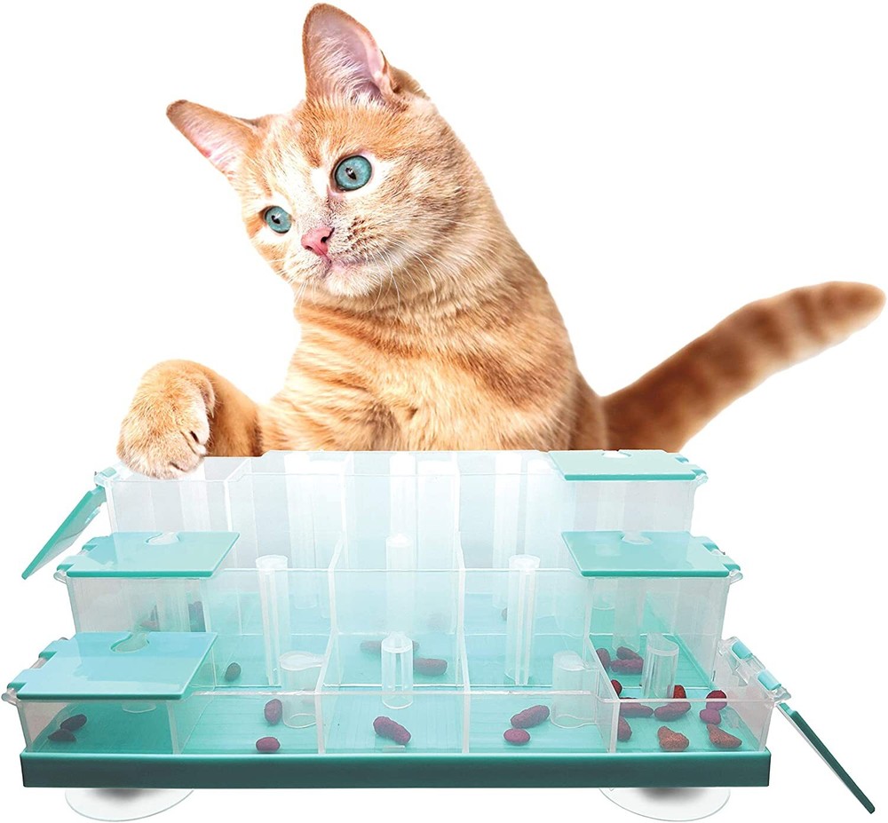Spot Doc & Phoebe Puzzle Feeder for Cats, Blue