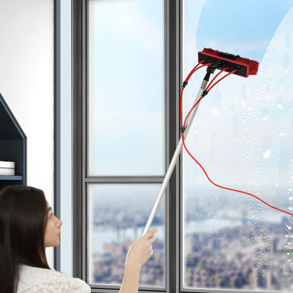 Extendable Window Solar Panel Cleaning Telescopic Pole Water Fed Brush Washer