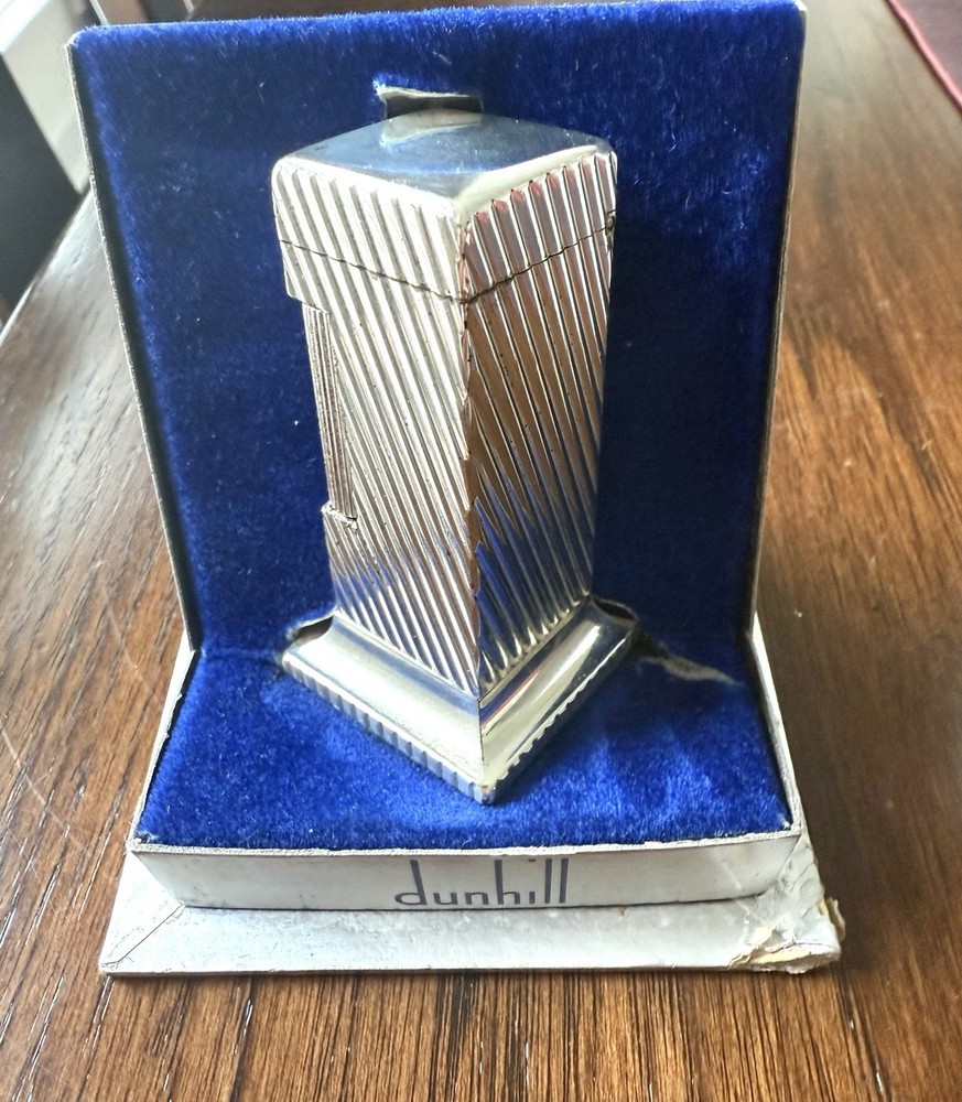 Rare Vintage Dunhill Rollalite Silver Plated Table Lighter With Original Box