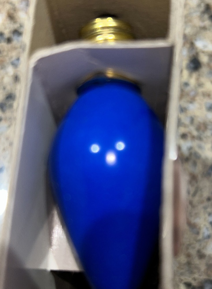 Vtg C7 Indoor Glazed Ceramic Replacement Bulbs Blue 4 Bulbs