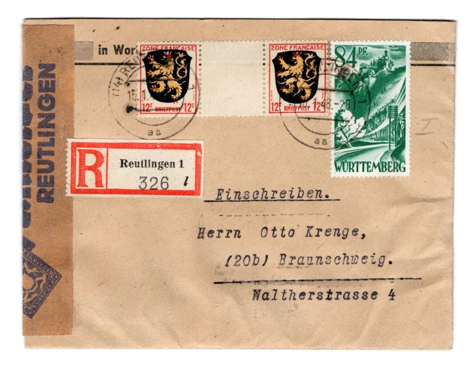 Frz. Zone 6ZW As Intermediate Bridge On CENSOR LETTER (BA5244)