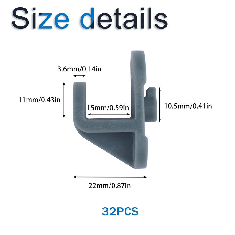 Grey Plastic Freezer Hook Refrigerator Shelf Clips Clamp Support Peg 32 PCS
