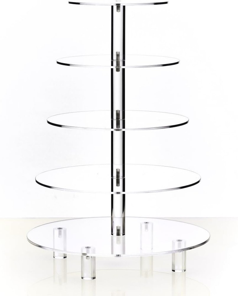 5 Tier Acrylic Cupcake Stand, Extra Thick 5mm Base Cupcake Tower Cake Stand