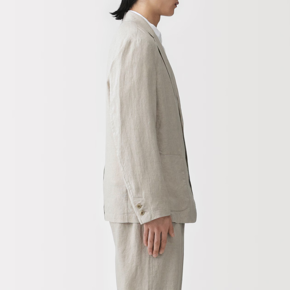 MUJI Mens 100% Linen Washed Jacket Navy FedEx