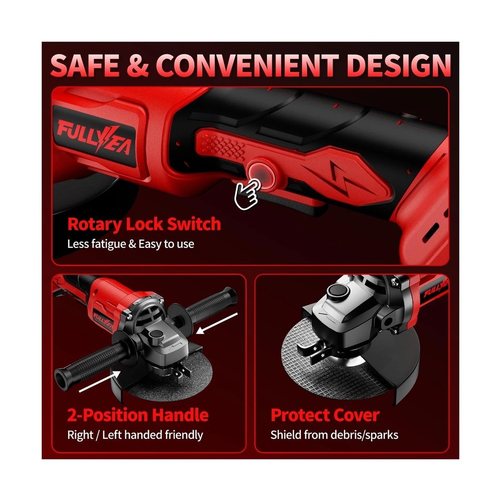 Cordless Angle Grinder Kit, 4-1/2" Power Angle Grinders with 2 * 4.... Fast Ship