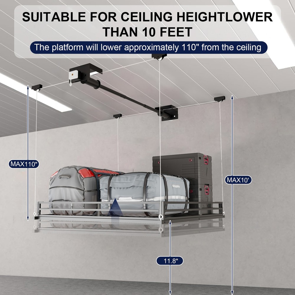 LoJok Heavy-Duty 4x4 FT Overhead Garage Ceiling Storage Rack (Basic Style)