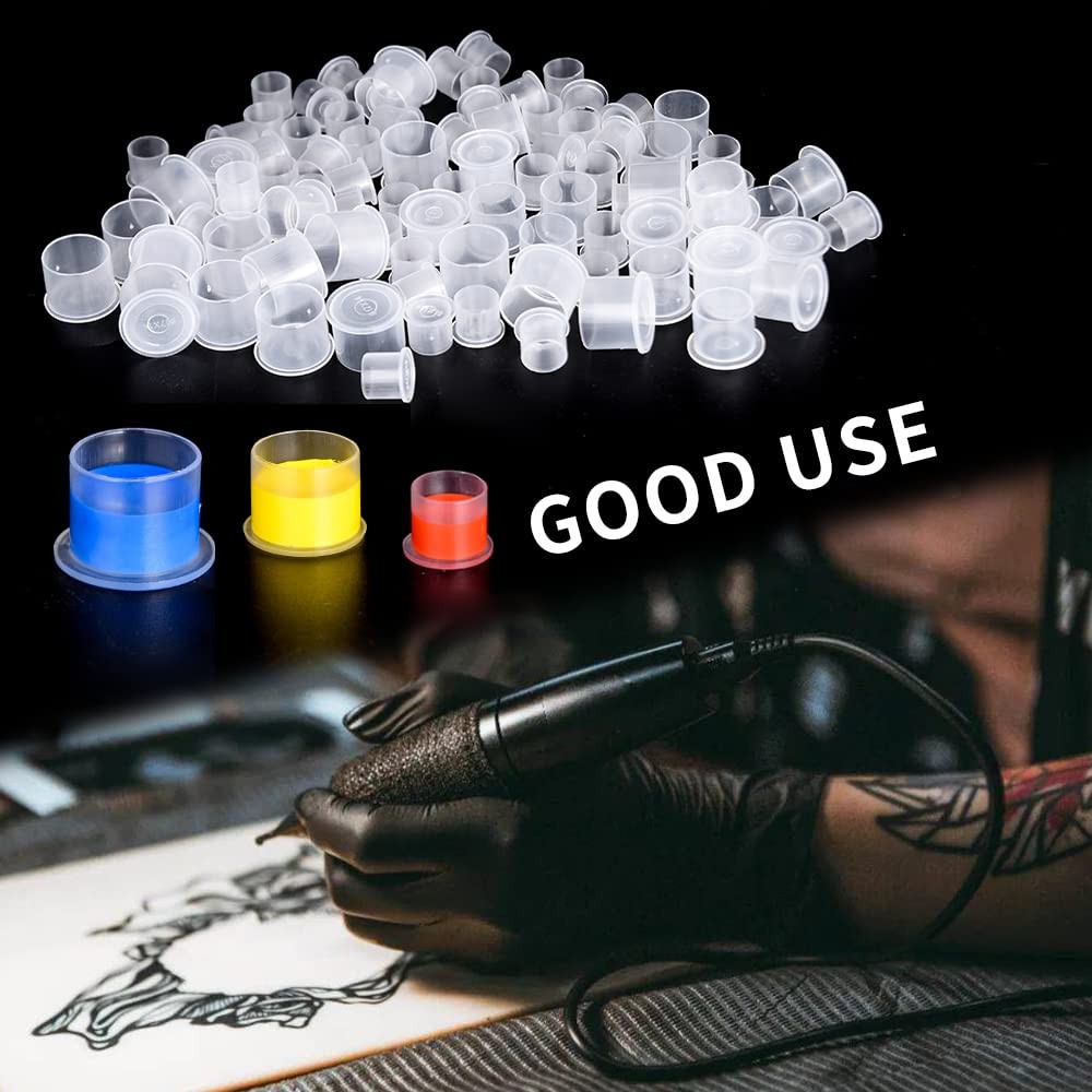 300pcs Ink Caps with Base Tattoo Cups White