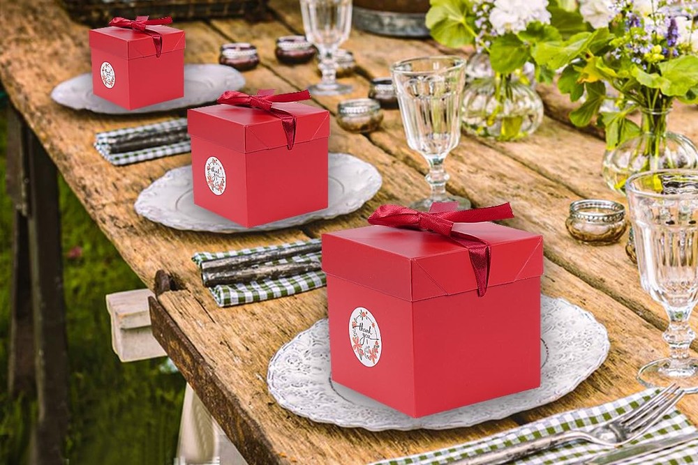 Elephant-package 12Pack Small Gift Boxes with Lids, Red Gift Boxes with Ribbo...