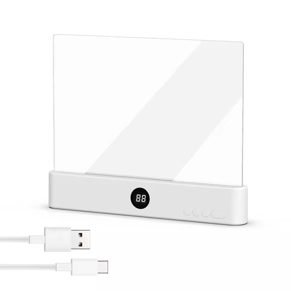 LED Book Reading Light Flat Panel Rechargeable Night Vision Dimmable Timer USB