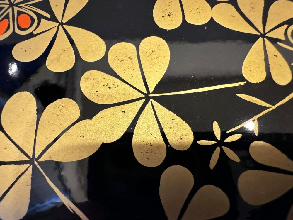 Japanese Lacquer ware container Accessories Case Box Clover design