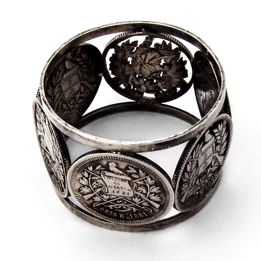 Openwork Guatemala Quarter Silver Coin Napkin Ring