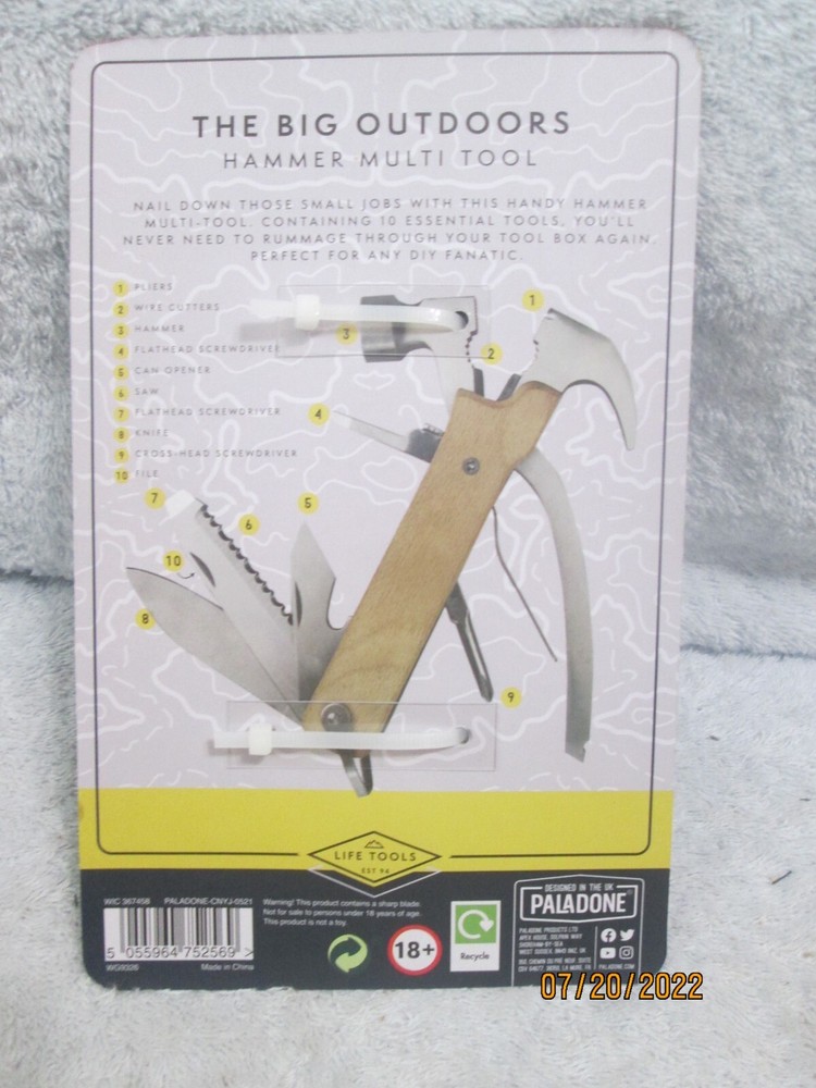The Big Outdoors Hammer Multi Tool New 10 Tools In One