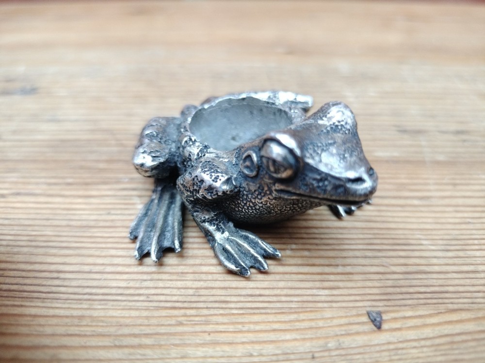 Vintage Silver Plated Cast Frog Toad Candlestick