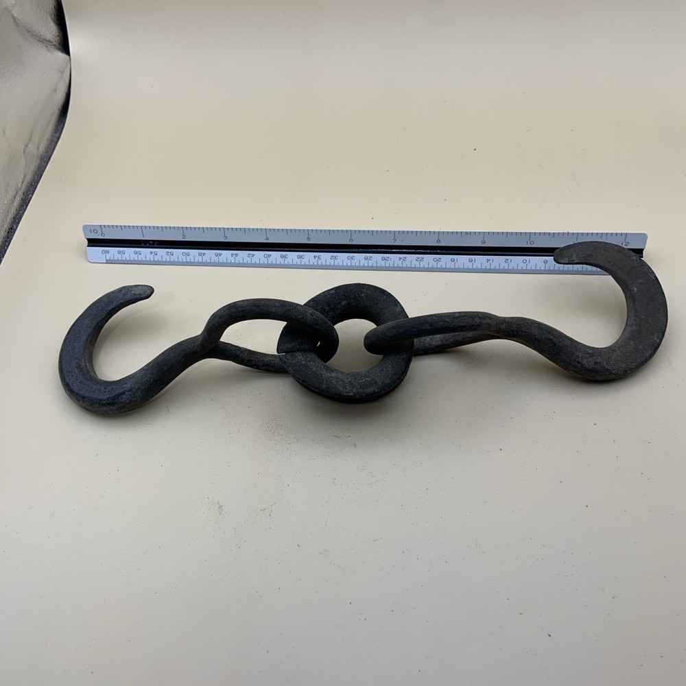 Vintage Industrial Galvanized Steel Interlocking Hook Pulley