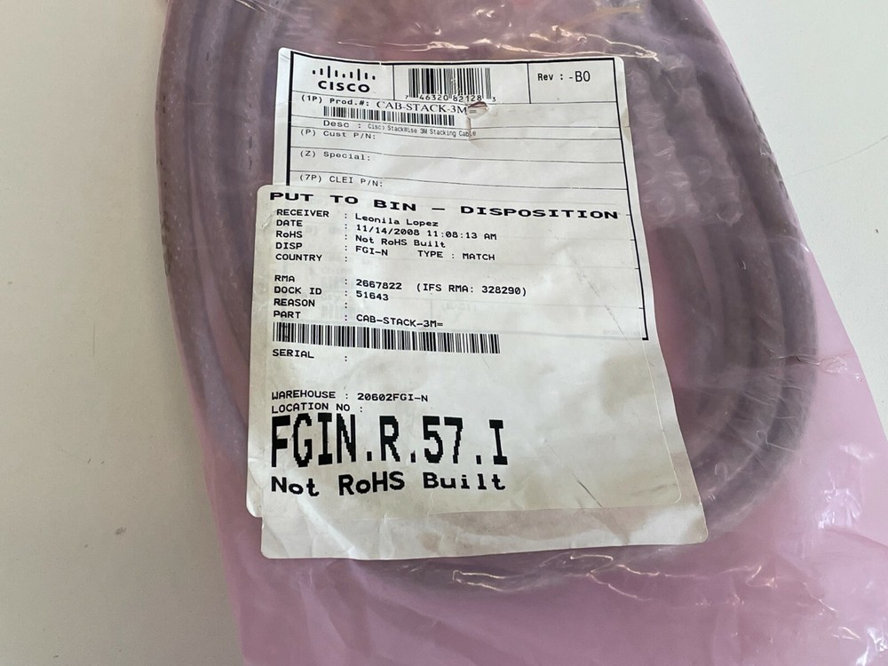 PP7: Cisco CAB-STACK-3M StackWise 72-2634-01 3M Stacking Cable