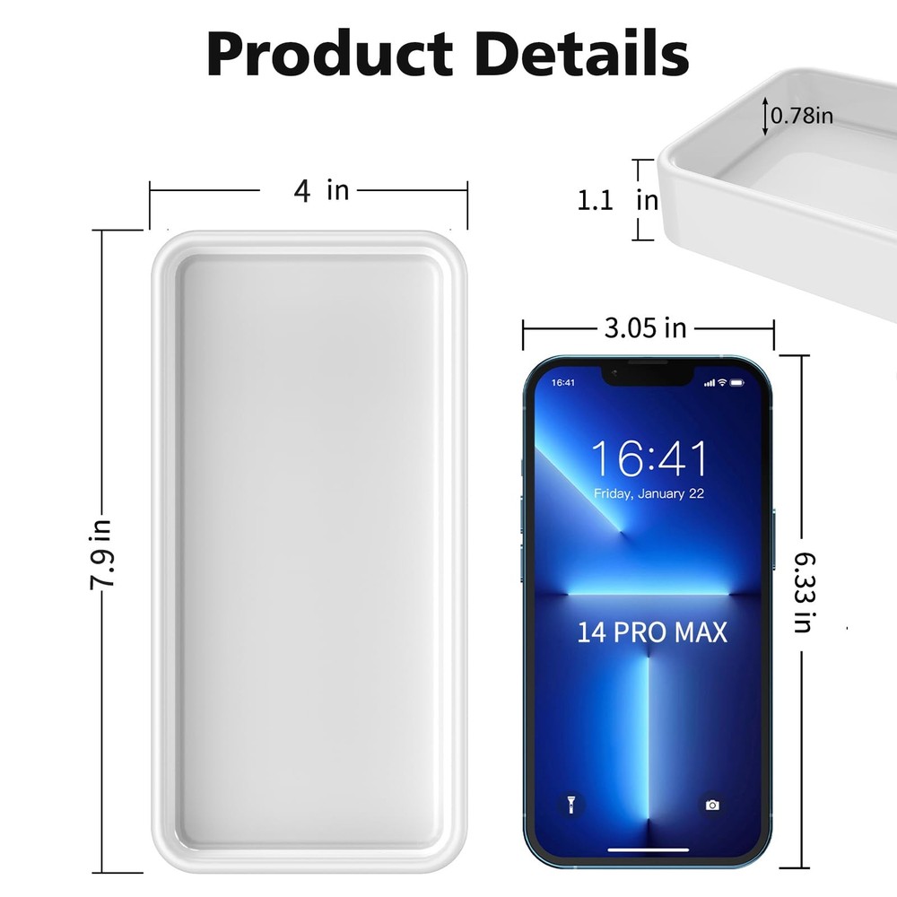 Gurygo 8" - Small Rectangular Vanity Tray for Bathroom - Ceramic Kitchen Soap...