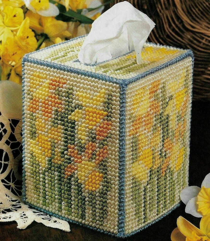 SPRING TISSUE BOX COVER HOME DECOR PLASTIC CANVAS PATTERN INSTRUCTIONS