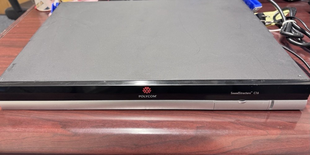 Polycom SoundStructure C16 Audio Mixer Conference Processor w/Cables-Powers On