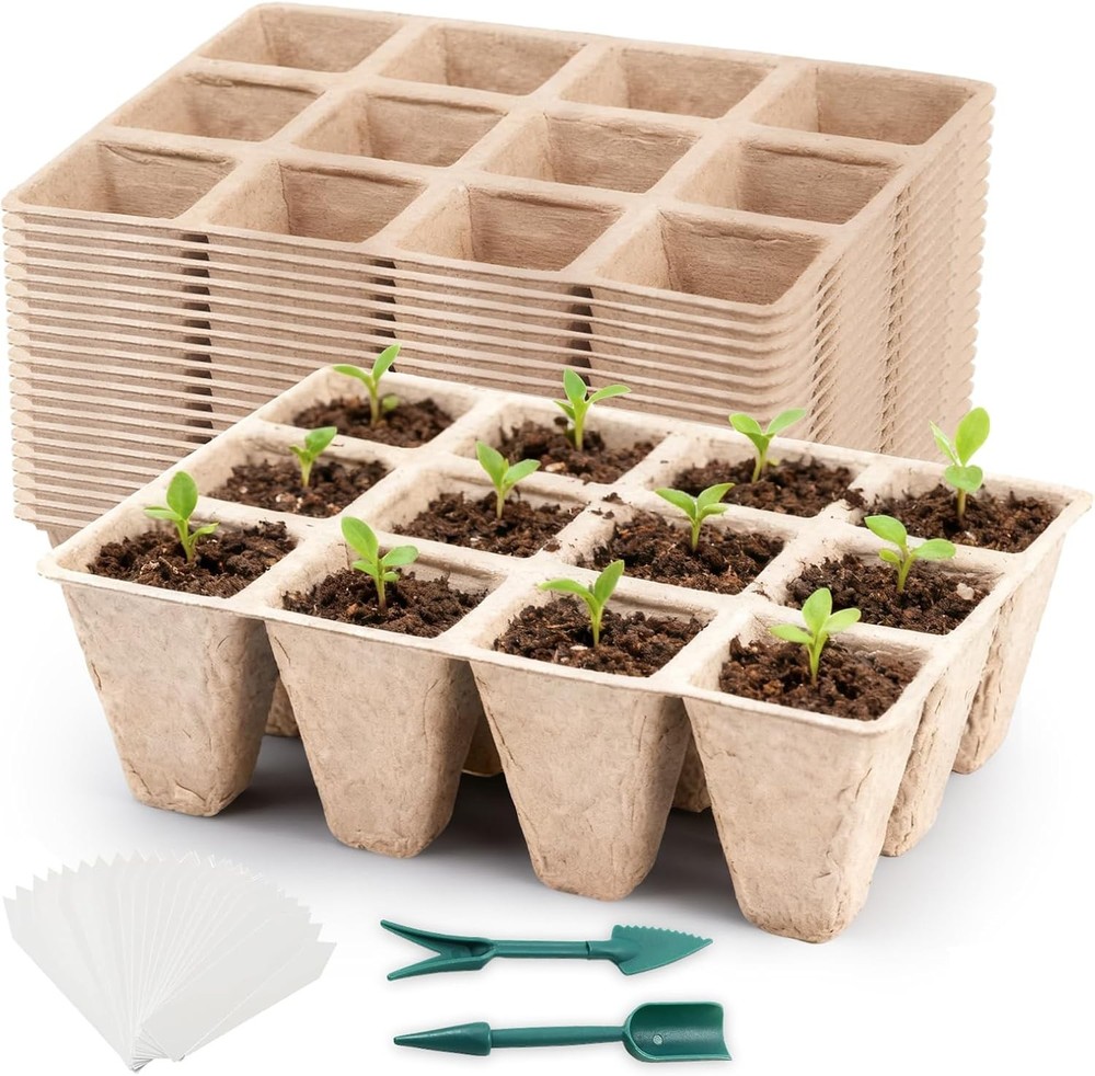 Seed Starter Tray,240 Cell Biodegradable Peat Pots Seed Starter Kit,Organic Germ